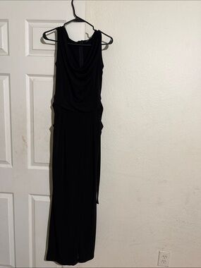 Black Sleeveless Draped Jumpsuit